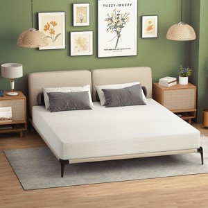 FDW 10 inch Bamboo Charcoal Memory Foam Mattress Cooling Gel CertiPUR-US Certified Breathable Bed Mattress for Cooler Sleep,White - 1 of 4