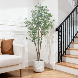 180cm Artificial Eucalyptus Tree in Pot - Realistic Fake Eucalyptus Plant for Indoor & Outdoor, Large Faux Tree for Home, Office, Garden Decoration - 1 of 4