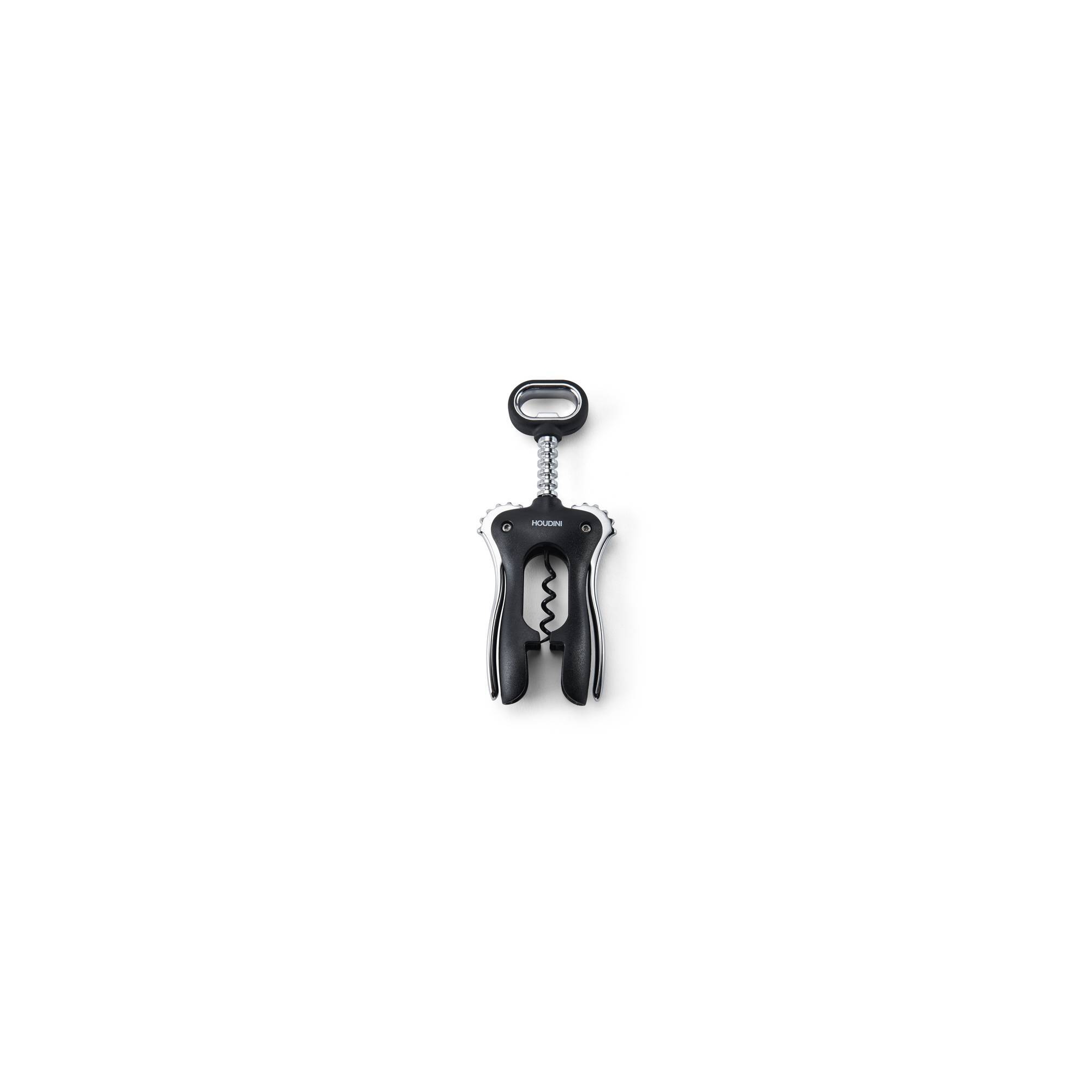 Houdini Winged Corkscrew: Manual Wine & Bottle Opener, Dishwasher-Safe, Black, ABS & Steel, 8.13" Height