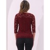 INSPIRE CHIC Women's Floral Lace 3/4 Sleeve Crew Neck Casual Elegant Blouse - 3 of 4