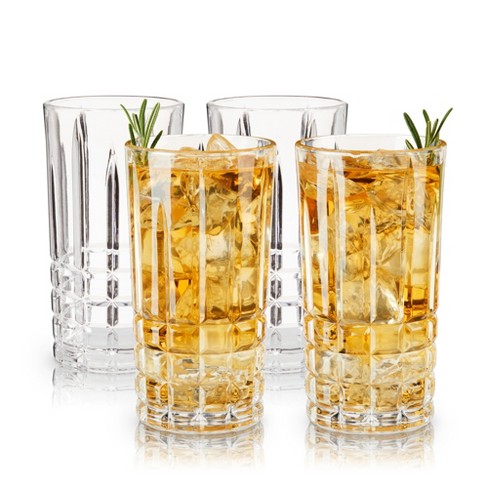 Viski Admiral Crystal Whiskey Tumbler Set of 4 - Premium Crystal Clear  Liquor Drinking Glass, Classic Lowball Cocktail Glasses Gift Set, 9 Oz