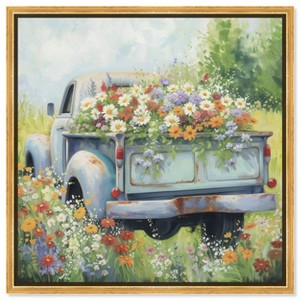 Art Remedy Vintage Trucks and Flowers Chic Farmhouse Wall Art Framed - 1 of 4