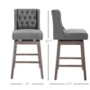 Aghana Digitals 2-Piece 30" Gray Bar Stools with 180° Swivel, Linen-Touch Fabric, Solid Wood Grey 19.30×22.80×43.30 in - 3 of 4