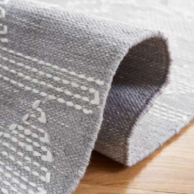 Bohemian Nomad-Inspired 72'' Square Gray Flat Weave Rug
