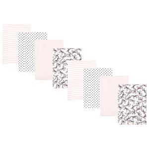Hudson Baby Girls Cotton Poly Flannel Burp Cloths 8-Pack, One Size - 1 of 4