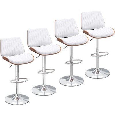 Gikpal Swivel Barstools for Kitchen Island with Bentwood Back & Leather Seat, Counter Height Bar Chair with Back & Footrest, for Kitchen, Dining Room