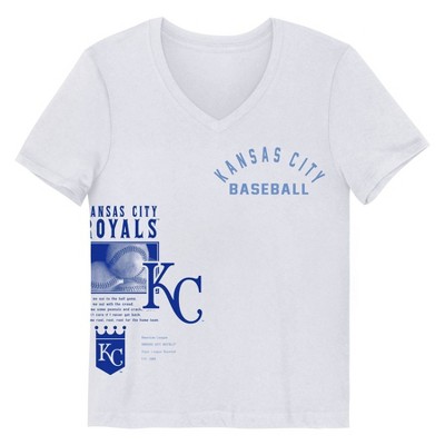 MLB Kansas City Royals Girls' White V-Neck T-Shirt