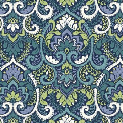 Sapphire Aurora Blue Damask