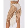 Allegra K Women's Hollow Out Beach Cover Up Fish Net Wrap Mesh Sheer Mini Tassel Skirts - 4 of 4