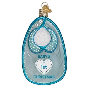 Old World Christmas Blown Glass Ornament for Christmas Tree, Blue Baby Bib - 1 of 1
