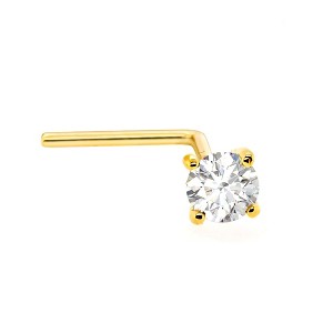 Jewelry Avalanche 22G 14K Gold L-shape Diamond Nose Stud 1.5mm-3mm - 1 of 3