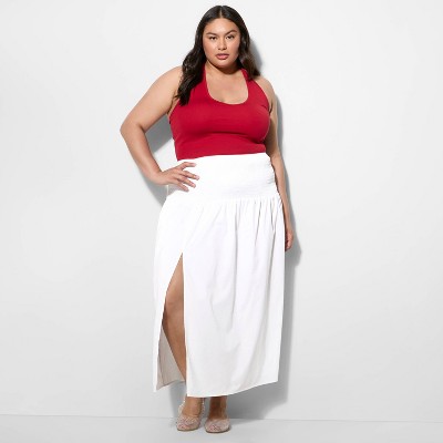 Women's Smocked Waist Linen Blend Maxi Skirt - Wild Fable™