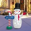 Tangkula 6ft Christmas Inflatables Snowman, Blow Up Snowman, Penguin on North Pole Sign, Lighted Xmas Yard Decoration w/ Snowflake Projection Lamp - 3 of 4