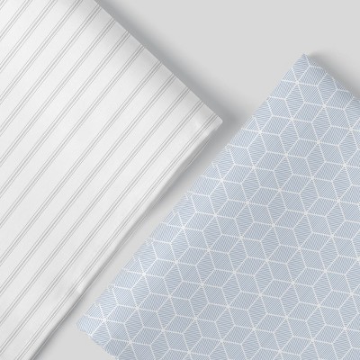 California King White Ticking Stripe Cotton Sheet Set
