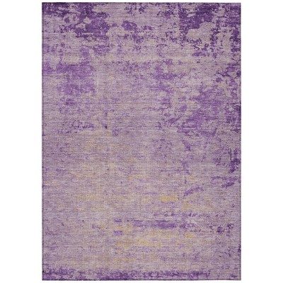 Purple And Beige Abstract Washable Indoor Outdoor Area Rug