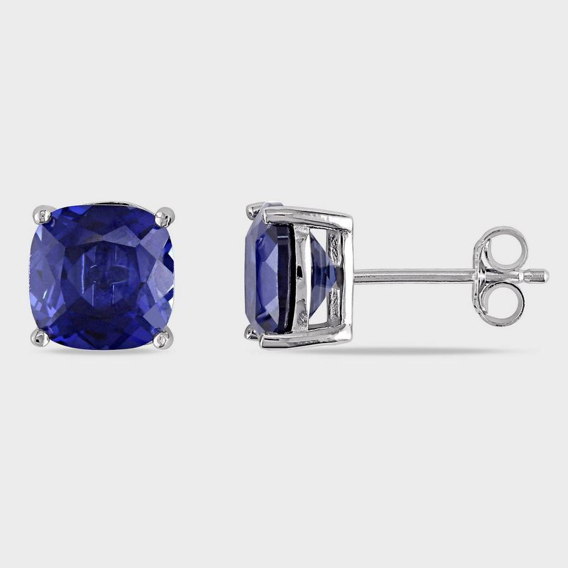 6 CT. T.W. Created Sapphire Solitaire Stud Earrings in Sterling Silver - Blue, 3 of 4