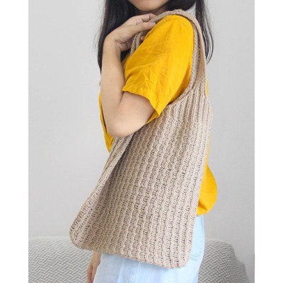 FATMOON Handmade Crochet Shoulder Bag for Women, Foldable and Lightweight Polyester Tote, Stylish & Practical Travel Purse