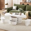 NicBex White Cloud Shape Coffee Table with Storage,Irregular Center Table with Small Stools for Living Room - 3 of 4