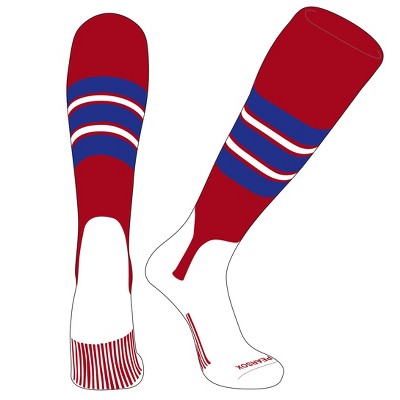 PEAR SOX OTC Baseball Softball Stirrup Socks (E, 5in) Red, Royal, White