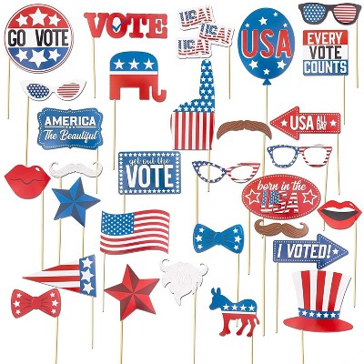Sparkle and Bash 30-Pack Election Day Photo Booth Props Kit, Patriotic Selfie Props for Voting, 4th of July
