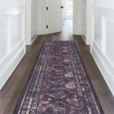 SKRAN Machine Washable Area Rugs, Low-Pile, Non-Slip, Non-Shedding, Foldable, Kid & Pet Friendly for Living Room, Bedroom(Burgundy+Black)