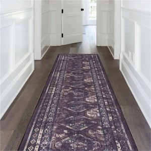 SKRAN Machine Washable Area Rugs, Low-Pile, Non-Slip, Non-Shedding, Foldable, Kid & Pet Friendly for Living Room, Bedroom(Burgundy+Black) - 1 of 4