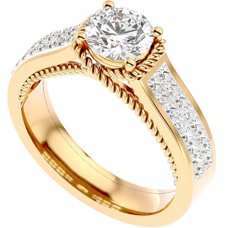 Pompeii3 1 3/4Ct Diamond & Moissanite Designed Accent Engagement Ring in 10k Gold, 1 of 3