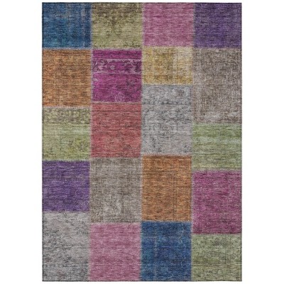 Copper Navy Blue And Gold Patchwork Washable Indoor Outdoor Area Rug