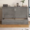 Mjkone Murphy Cabinet Bed, Queen Murphy Bed with Tri-Folding Mattress and Charging Ports, Drawer - 4 of 4