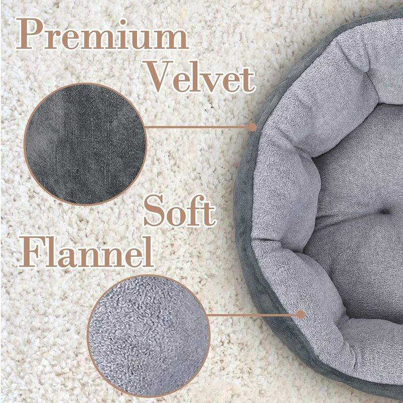 Dog Beds for Small Dogs, Round Pet Bed for Puppy and Kitten with Slip-Resistant Bottom, 3 of 8