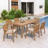 7 PCS Patio Dining Set with Dining Table, Slatted Top Design Table, Acacia Wood Frame Dining Chairs with Polyester Cushion Covers-Coolbibila - 3 of 4