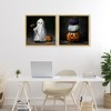Stupell Industries Vintage Halloween Ghost & Pumpkin Stack 2pc Floating Frame Art Set - 2 of 4