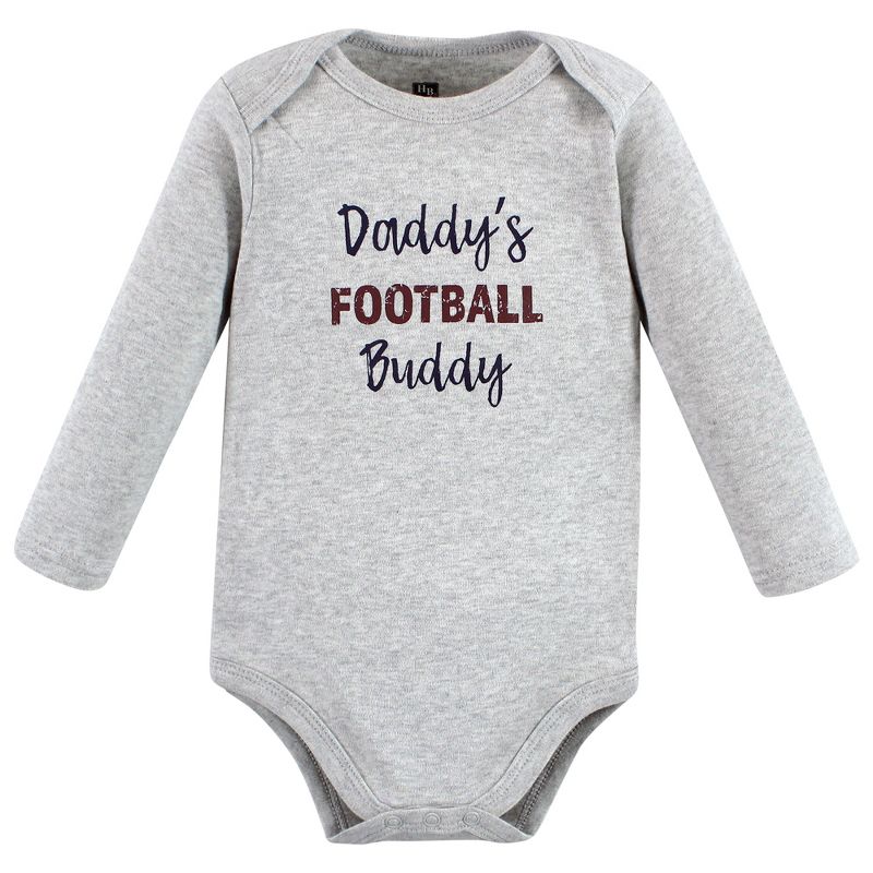 Hudson Baby Infant Boy Cotton Long-Sleeve Bodysuits, Football Buddy 3-Pack, 5 of 6