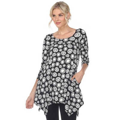 Women's Printed Geometric Circle Tunic Top - White Mark