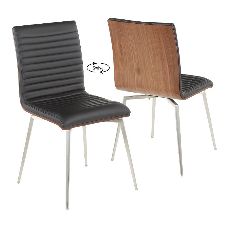 Set of 2 Mason Swivel Modern Walnut Wood Back Dining Chairs - Lumisource, 3 of 15