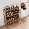 2-Drawer Wooden Shoe Cabinet with Adjustable Shelf - Hidden Entryway & Hallway Storage Organizer for Living Room Space-Saving Solution - 3 of 4