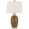 Cal Lighting 150W 3 Way Olive Ceramic Table lamp with hardback Taper Fabric Drum Shade, Cinnamon (BO-2974TB) - 3 of 3