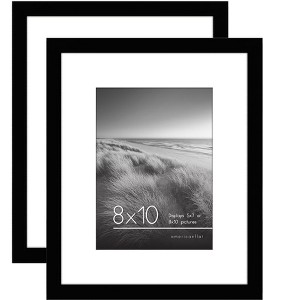 Americanflat 8x10 Picture Frame with Mat for 5x7, Black, 2 Pack - 1 of 4