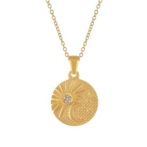 Anna-Kaci Stylish Adjustable Gold Toned Star Moon Sun Heart Zircon Pendant Necklace - 1 of 4