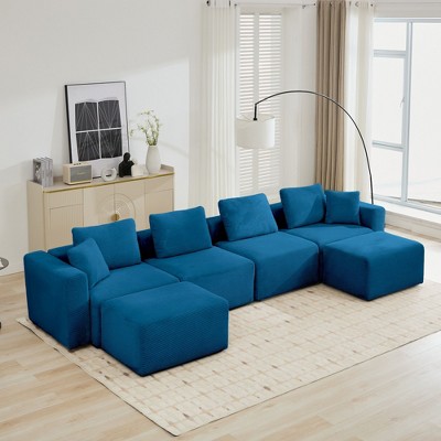 Hyleory Sectional Compression Sofa, Indoor Furniture Convertible Modular Compression Sectional Sofa Set