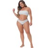 Agnes Orinda Women's Plus Size Two Pieces Bandeau Stripe Off Shoulder High Waist Bikini Sets - 3 of 4
