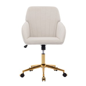 GlasFlength Task and Office Chairs Adjustable Office Chair Ergonomic Swivel Chair Computer Chair for Long Sitting, Beige, 24.6"*22.84"*38" - 1 of 4