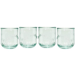 Amici Home Italian Recycled Green Vino Stemless Glass, 12-Ounce, Set of 4, Embossed Grape Varieties Motif - 1 of 4