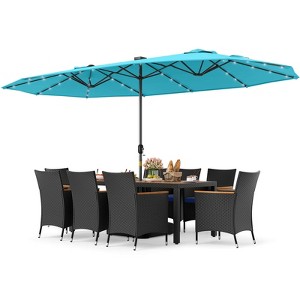 Tangkula 11 PCS Patio Dining Set w/ 15ft Double-Sided Patio Umbrella (Base Included) - 1 of 4
