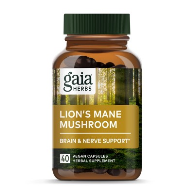 Gaia Herbs Lion’s Mane Mushroom - Brain and Nerve Support Supplement to Help Maintain Neurological Health - 40 Vegan Liquid Phyto-Capsules