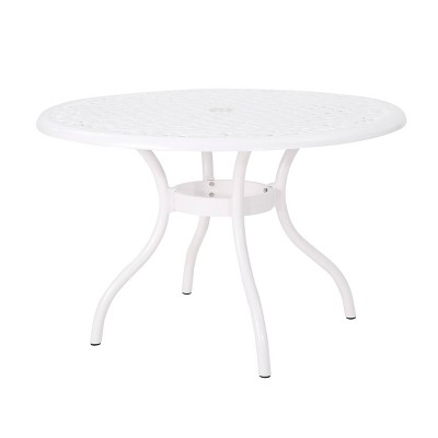 Phoenix Round Cast Aluminum Dining Table - White - Christopher Knight Home