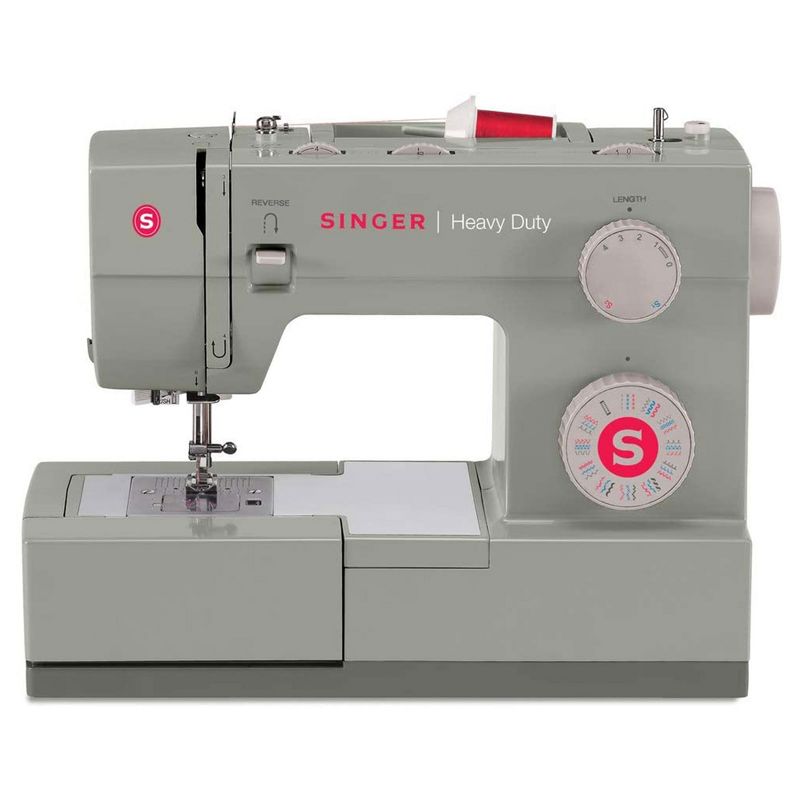 SINGER Heavy Duty Sewing Machine with 110 Stitch Applications, 32 Built In Stitches, Foot Pedal for Pressure Adjustment, and Accessories, Gray, 1 of 7