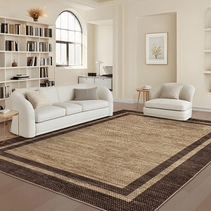 Modern Bordered Area Rug Washable Rug for Living Room - 1 of 4