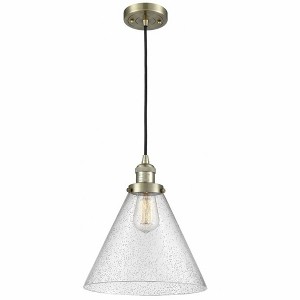 Cone - 1 Light Cord Hung Mini Pendant In Industrial Style-14 Inches Tall and 12 Inches Wide - 1 of 1