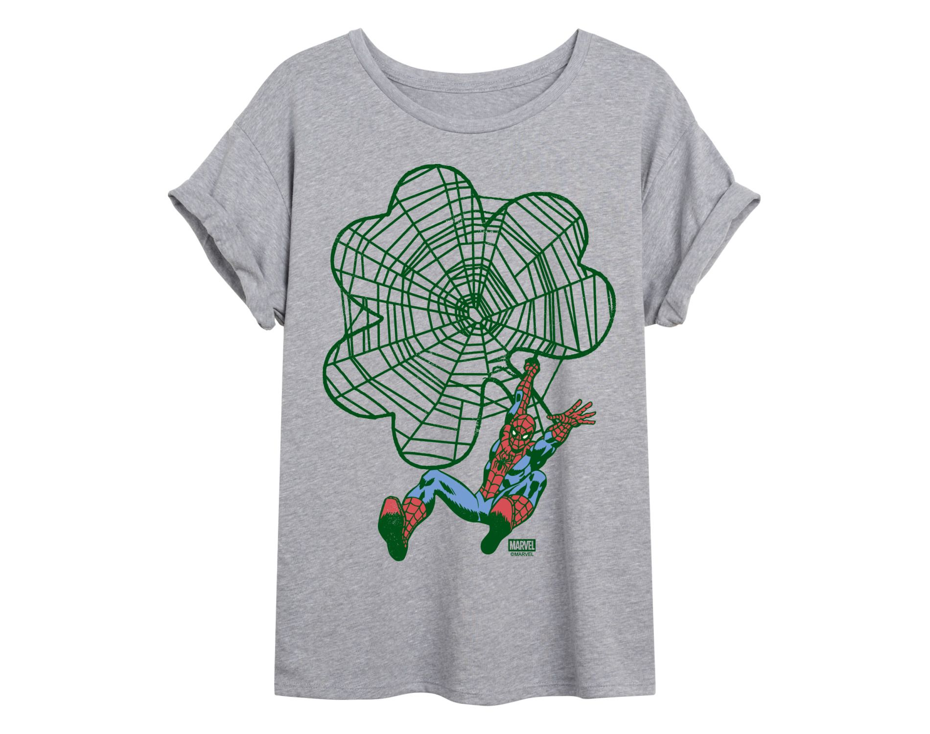Women's Spider-Man Spidey Shamrock Oversized Graphic T-Shirt - Heather Grey - 2 X-Large
